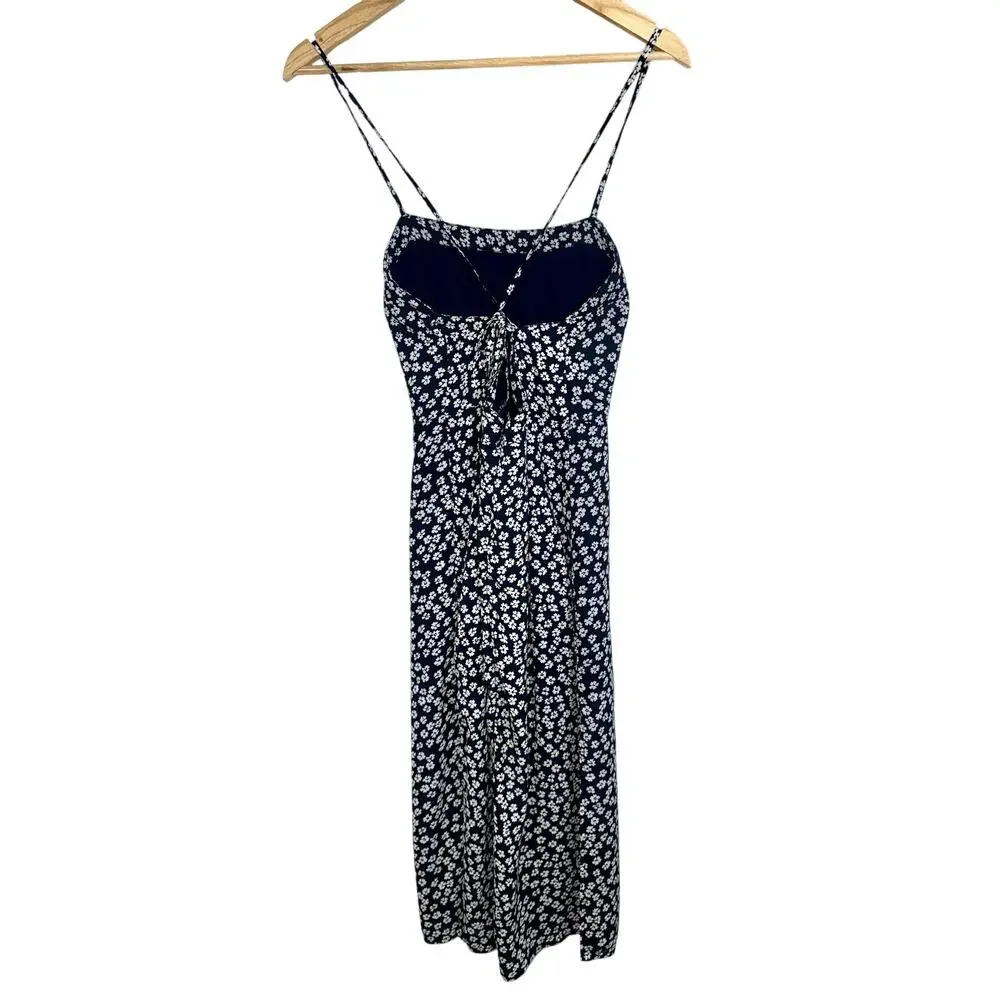 Abercrombie & Fitch Black White Floral Sleeveless Side Slit Maxi Dress Womens S